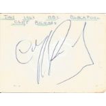 Cliff Richard Singer Signed 1963 Album Page With Brian Bennett Signed On The Reverse. Good