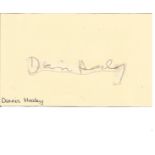 Denis Healey signed autograph album page, Ben Warris on back tape marks. Good Condition. All