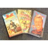 VHS video signed collection. 3 in total. Al signed. Includes Joe Pasquale twin squeaks, Tom Pepper