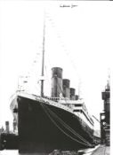 Titanic survivor Millvina Dean signed 12 x 8 b/w Titanic photo in dock. Good Condition. All