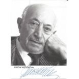 Simon Wiesenthal signed 6 x 4 inch b/w photo. Good Condition. All autographed items are genuine hand