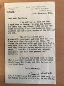 WW2 Lord Trenchard signed typed 1944 letter to Mrs Harrison on personal stationary regarding