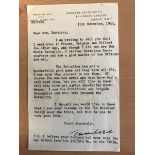 WW2 Lord Trenchard signed typed 1944 letter to Mrs Harrison on personal stationary regarding