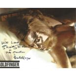 Shirley Eaton signed 10 x 8 inch colour photo as Jilly Masterson in James Bond movie Goldfinger,