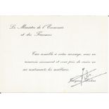 Jacques Delors politician signed 6 x 4 inch French complement card. Good Condition. All