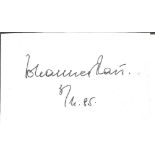 Johannes Rau 1931 politician signed 3 x 2 inch card. Good Condition. All autographed items are