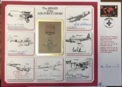 Arthur Bomber Harris signed large A4 sized Award of the Airforce Cross cover, also signed by MRAf