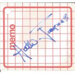 Carry on Hattie Jacques signed red lined memo page. Good Condition. All autographed items are