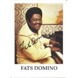 Fats Domino signed 7 x 5 inch colour promo photo. Good Condition. All autographed items are