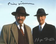 Poirot Philip Jackson and Hugh Fraser signed 10 x 8 inch colour photo. Good Condition. All
