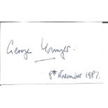 George Younger 1931 politician signed 3 x 2 inch card. Good Condition. All autographed items are