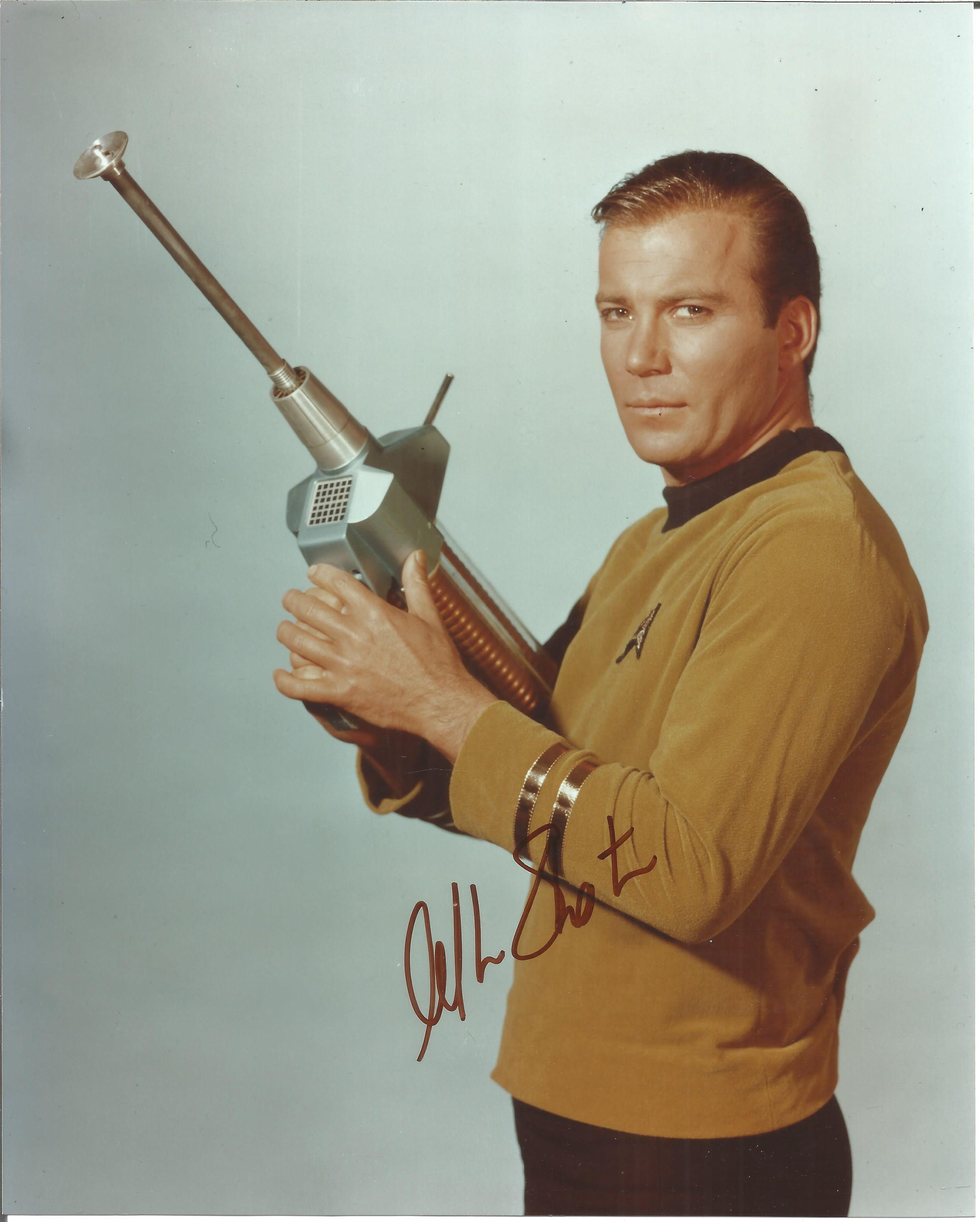 Star Trek William Shatner as James T Kirk signed 10 x 8 inch colour photo. Good Condition. All