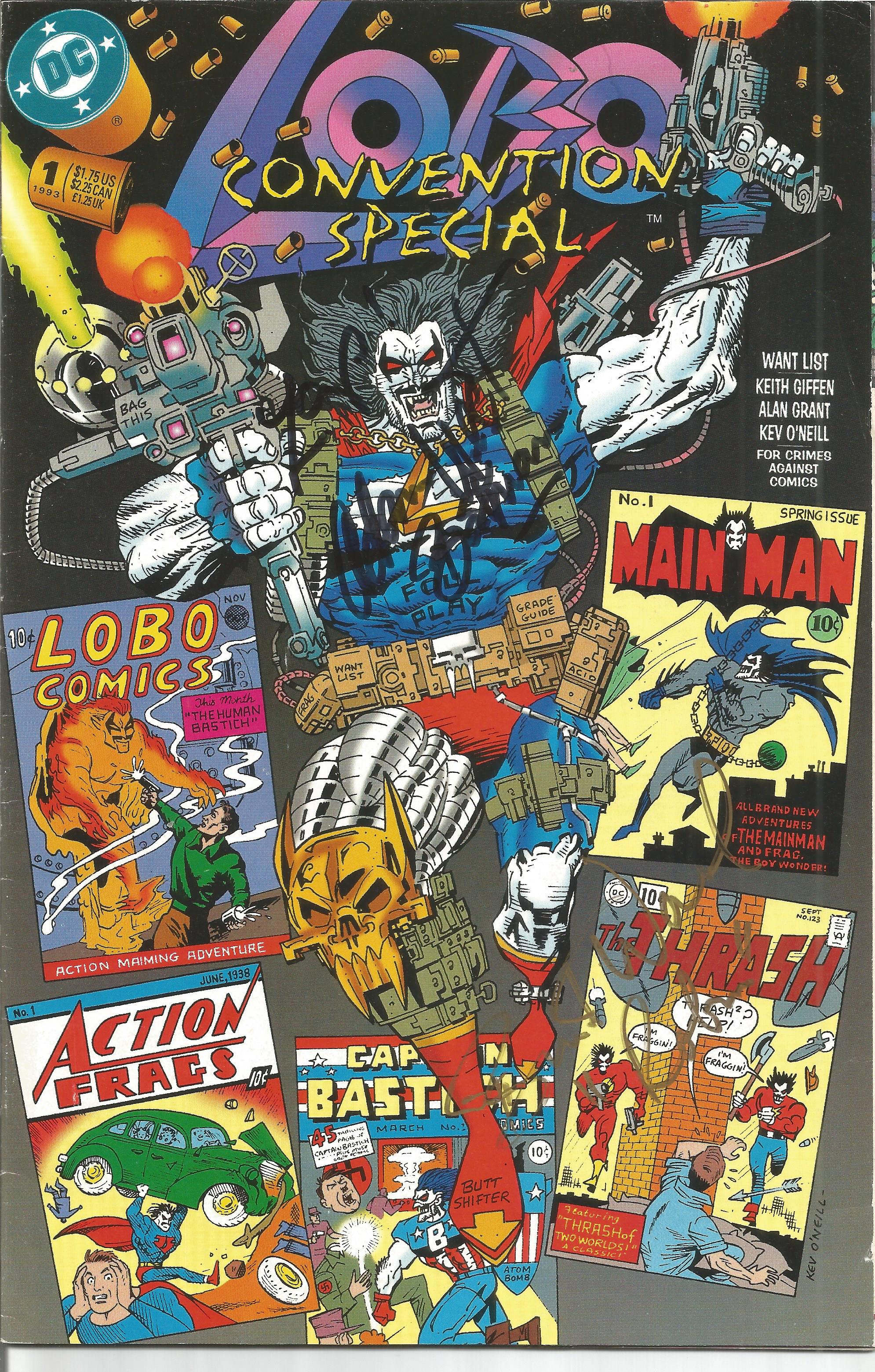 Adam West and Burt Ward signed DC comic 1993 Lobo Convention special. Good Condition. All