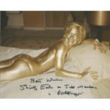 James Bond Shirley Eaton signed 10 x 8 inch colour photo from Goldfinger, she has added here stage