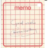 Carry on Charles Hawtrey signed red lined memo page. Good Condition. All autographed items are