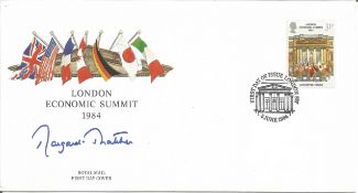 Margaret Thatcher signed 1984 London Economic Summit FDC. Good Condition. All autographed items