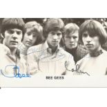 Beegees band signed 5 x 4 inch b/w photo. Good Condition. All autographed items are genuine hand