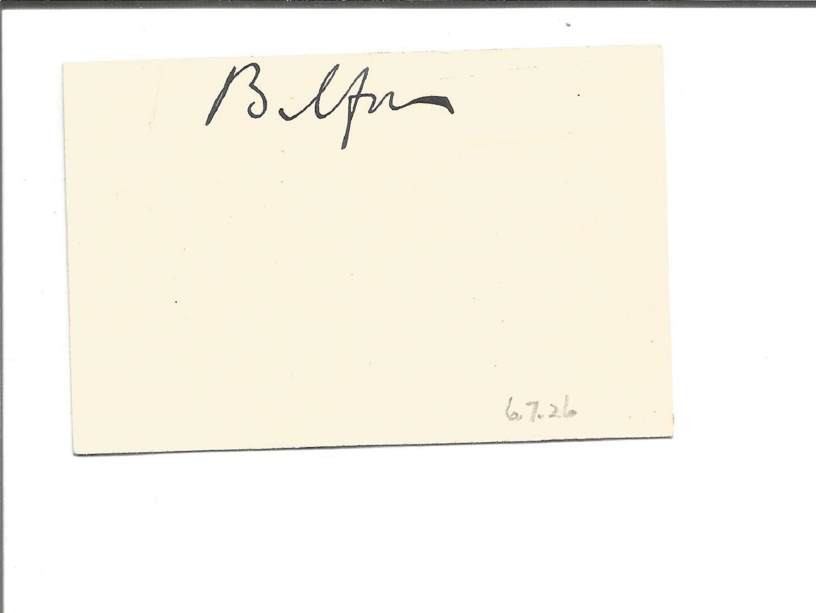 Lord Balfour signed white card. British Conservative statesman who served as Prime Minister of the