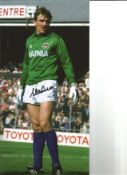 Football Neville Southall 12x6 Signed Colour Photo Pictured In Action For Everton. Good Condition.