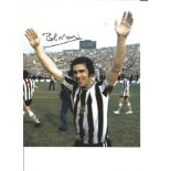 Football Bobby Moncur 10x8 Signed Colour Photo Pictured Celebrating While Playing For Newcastle