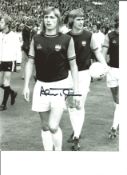 Football Alan Taylor 10x8 Signed B/W Photo Pictured Walking Out For West Ham Before The 1975 FA