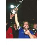 Football Andy Gray 10x8 Signed Colour Photo Pictured Celebrating After Everton Winning The 1984/85