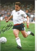 Football Tony Cottee 12x8 Signed Colour Photo Pictured In Action For England. Good Condition. All