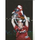 Football Lee Martin 12x8 Signed Colour Photo Pictured Celebrating With The FA Cup While Playing