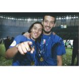 Football Mauro Camoranesi 12x8 signed colour photo pictured celebrating for Italy. Good Condition.