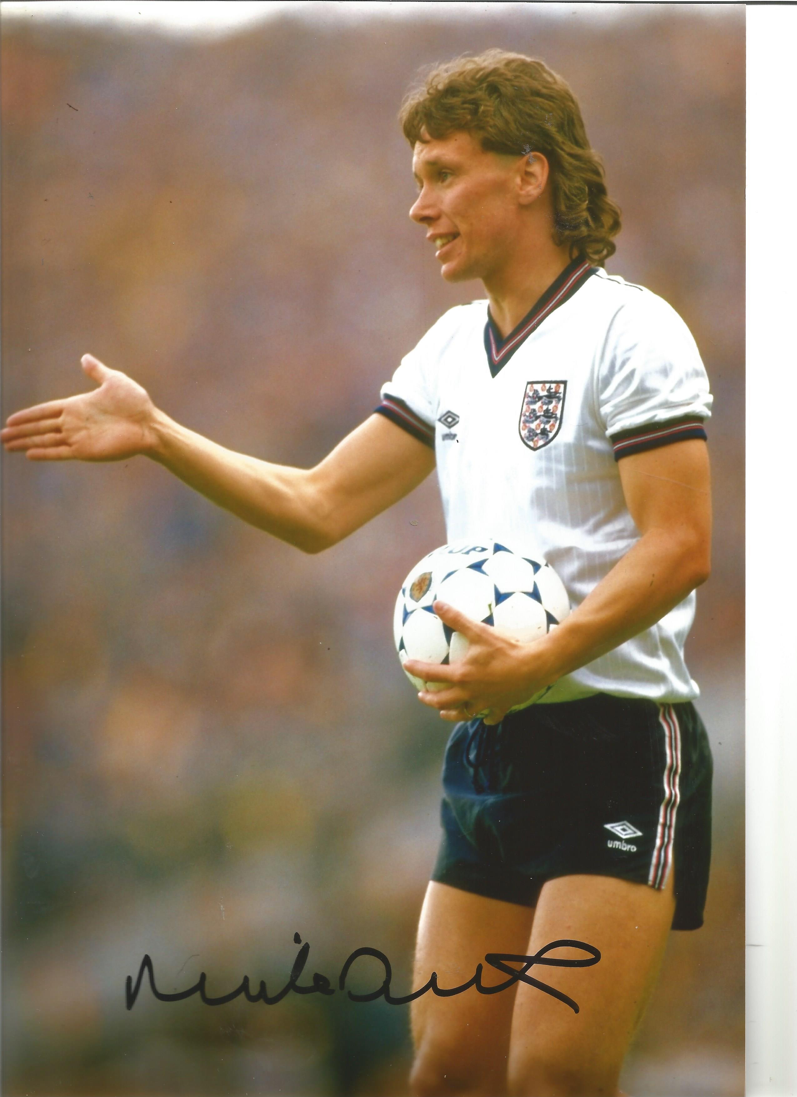 Football Mike Duxbury 12x8 Signed Colour Photo Pictured In Action For England . Good Condition.