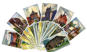 Liebig card collection. 9 sets. 1933/1939. Includes Swiss chalets 1933, Strange trees 1934, Well