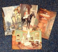 Tucks postcard collection. 4 included all colour. Whitehall Sentry on Guard, Church Street Windsor