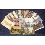 16 franked postcards 1910/35 featuring London landmarks, Totten row, Piccadilly Circus, Oxford St,