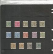 Gibraltar mint stamp collection on album page. 28 stamps. 1938 GVI SG121/131, 1889 VR SG22/33. Cat