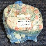 New Zealand stamp collection glory bag hundreds of stamps used cleaned mostly 1930s, 40s and 50s
