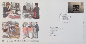 Official opening of Tallents House FDC. 21/3/2001 Edinburgh postmark. Neat, typed address. Good