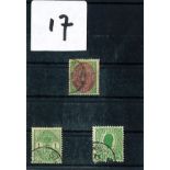 Dansk West Indies used stamp collection. SG31, SG3 and SG51. Catalogue value £40. Good condition. We