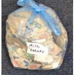 Europe stamp collection glory bag hundreds of stamps used cleaned mostly 1930s, 40s and 50s