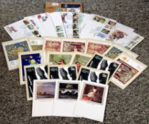 Assorted GB collection. Includes 9 FDC 1979/1985, 14 phq cards. 3 mint postcard and GB used £10 on