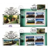 2 covers issued by Benham. GB - The 150th anniv of GWR. Includes miniature sheet issued by Railway