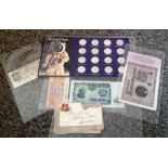 Coin and Bank note collection includes Shell 'Man in Flight Collection' 1969 and Bank notes/drafts x