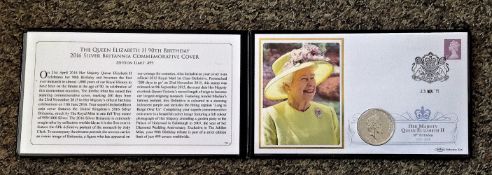 Queen Elizabeth II 90th birthday 2016 silver Britannia commemorative cover, number 499. Comes