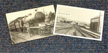 2 mint postcards. Black and white. Steam train at East Croydon and Twyford GWR. Good condition. We