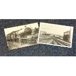 2 mint postcards. Black and white. Steam train at East Croydon and Twyford GWR. Good condition. We