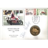 Steve Hislop signed medallion cover with medallion inset. Good condition. We combine postage on