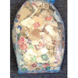 Great Britain stamp collection glory bag hundreds of stamps used mostly 1930s, 40s and 50s mounted