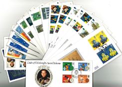 GB and USA FDC collection. 18 in total all with special postmarks. Includes Benhams and Sajal
