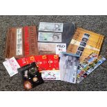 Assorted stamp collection. Includes stamp booklets and mint stamps which can be used for postage.