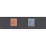 GB unmounted mint stamps. 1902 SG240 4d orange and 1902 SG231 2 1/2d blue. Cat value £40. Good