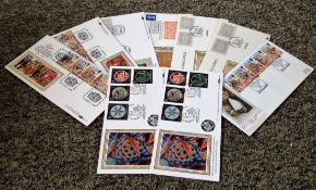 GB FDC collection. 1982/1989. 9 covers all special postmarks with silk screen illustrations.